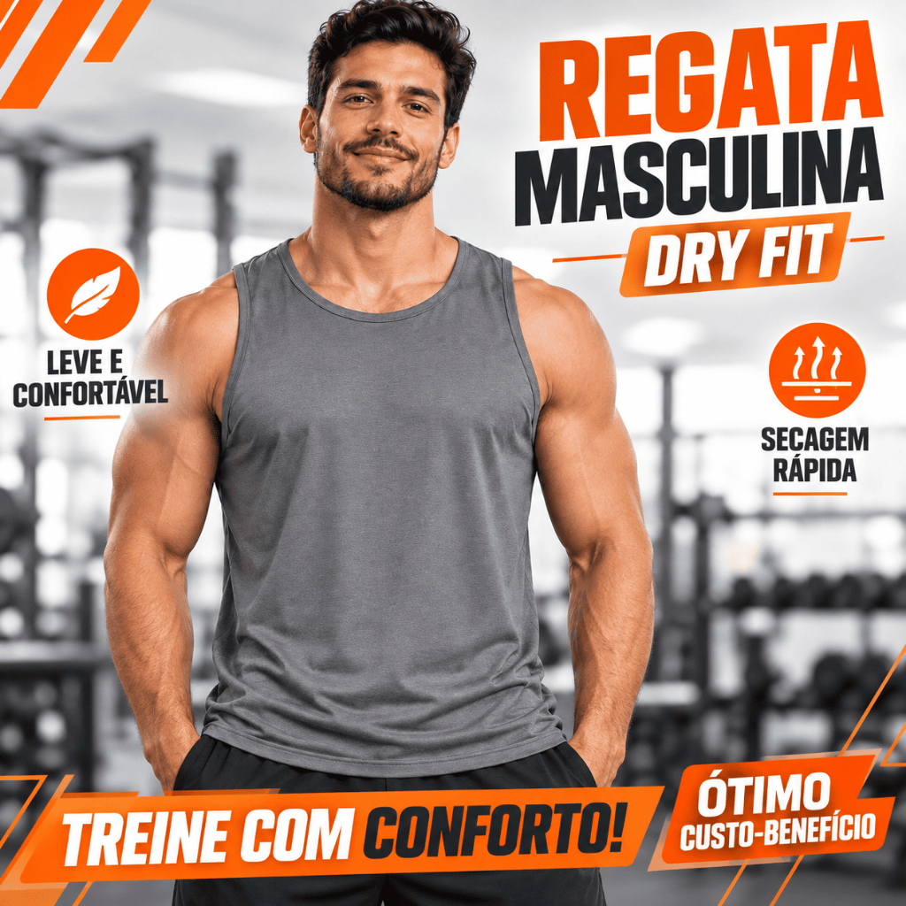 Regata Masculina Dry Fit Academia Treino Fitness Musculação Esportiva Leve e Confortável