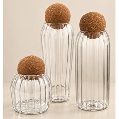 Pote de Vidro Tampa Bola Esfera Cortiça, Mantimentos Café Biscoitos Decoração Enfeite Vela Artesanal