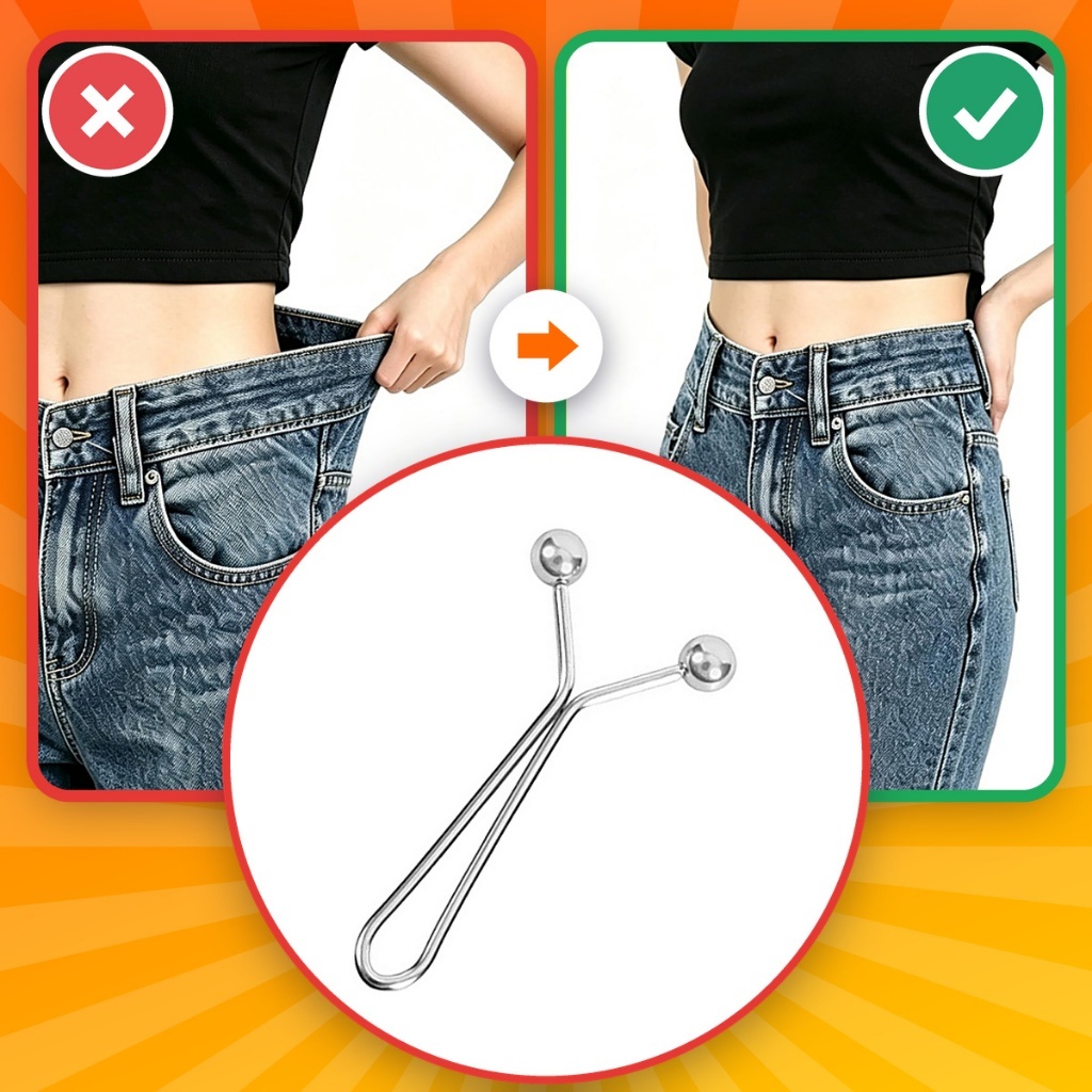 Grampo de Cintura Alfinete Ajuste Calça Jeans Short Saia Pence Sem Costura Redutor Cós Metal