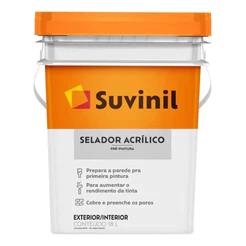 Selador Acrílico 18L Suvinil - Alta Cobertura e Secagem Rápida - Branco, 18L