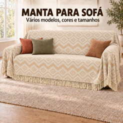 Manta Para Sofá King Luxuosa Gigante 4,00M x 1,80M / 3,00M x 1,80 / 2,40 x 1,80 / 2,10 x 1,40 Decorativa Artesanal