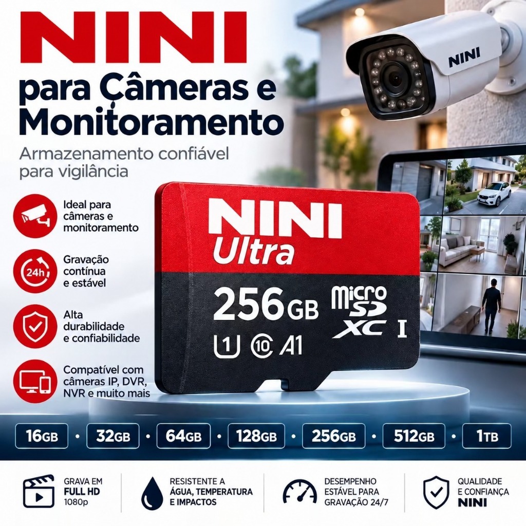 Cartão de Memória Ultra MicroSD 1TB com Adaptador SD para Fotos, Vídeos e Arquivos