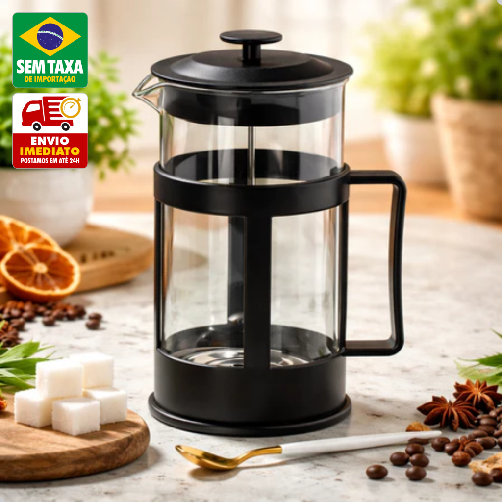 Prensa Francesa Vidro 300ml Cafeteira Manual Café Chá Leite Espuma