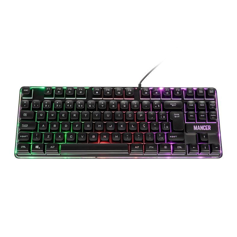 Teclado Gamer Mancer Veyra, Rainbow, ABNT2, Preto, MCR-VYRA-RBW01 em Oferta na Shopee