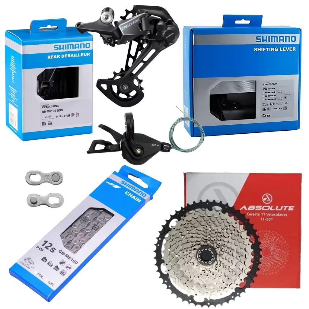 Kit Grupo Shimano Deore 12v M6100 Padrão Hg Cassete 11x50t