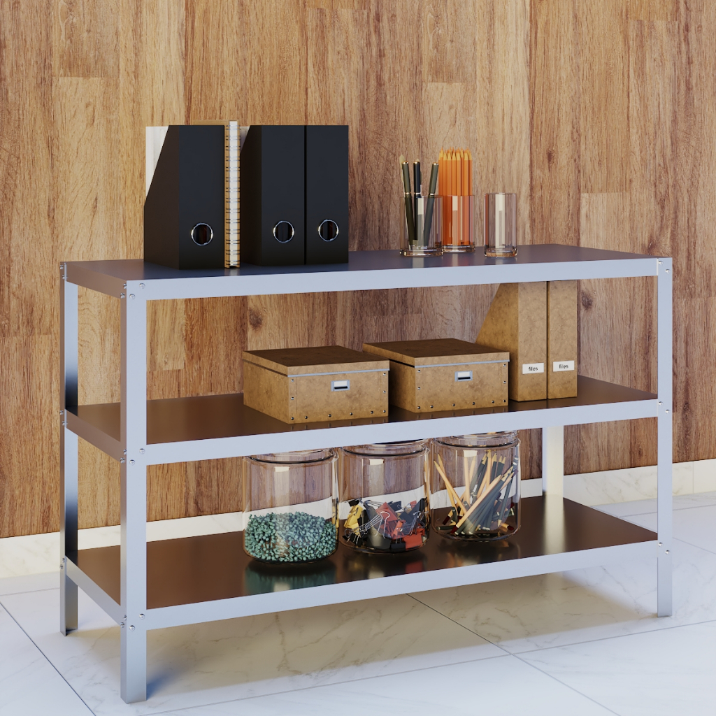 Estante Inox 3 Prateleiras 92x53x84cm Industrial Reforçada Ideal para Cozinha Restaurante Açougue Padaria Comercial