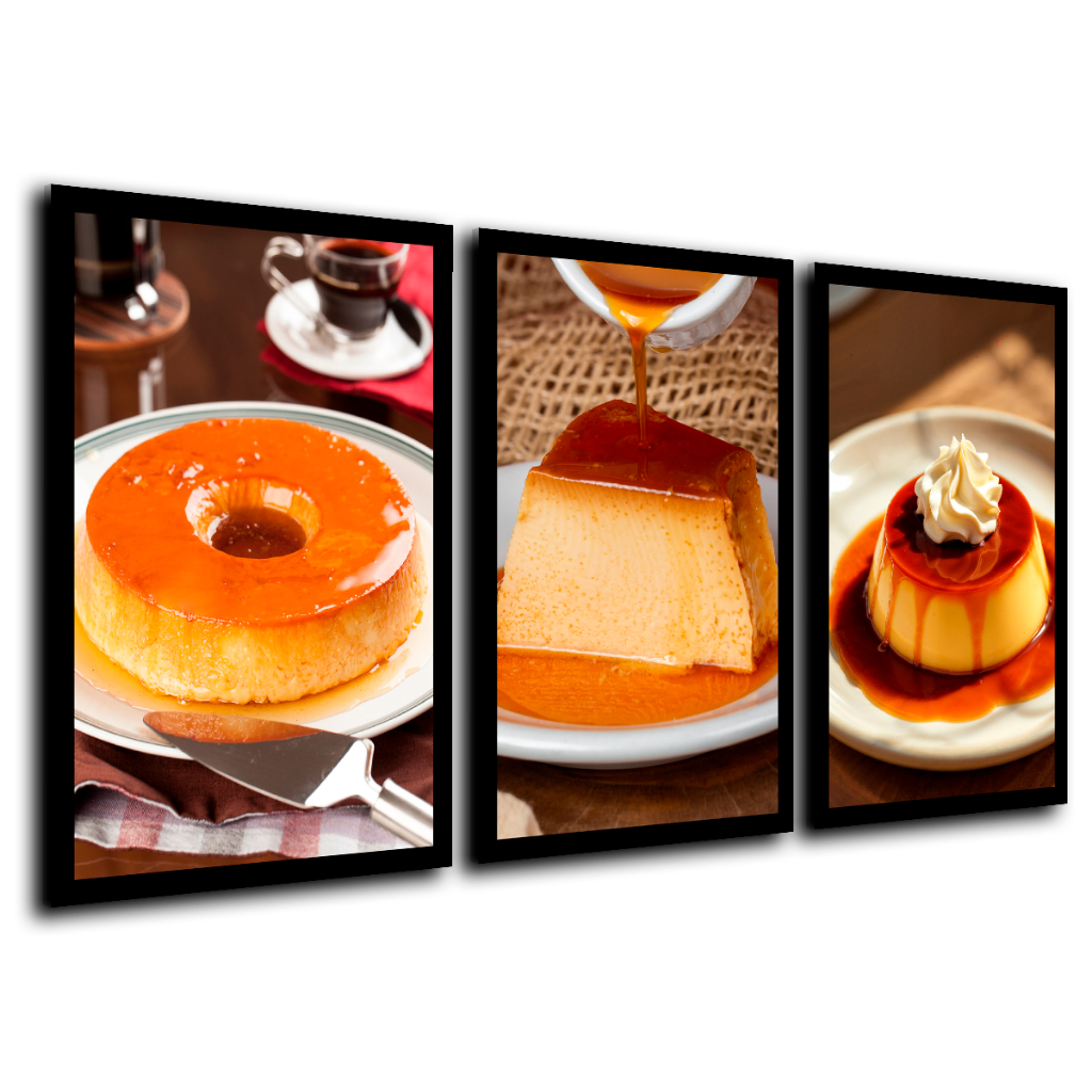Quadros Decorativos Pudim Doce Confeitaria Sobremesa Padaria