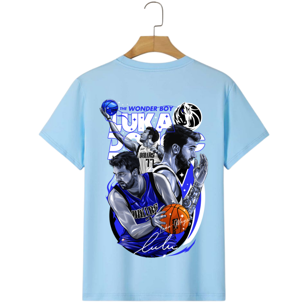 Camiseta Masculina Basquete Luka Doncic Estampa Frente e Costas Preta Algodão Casual · foto 2