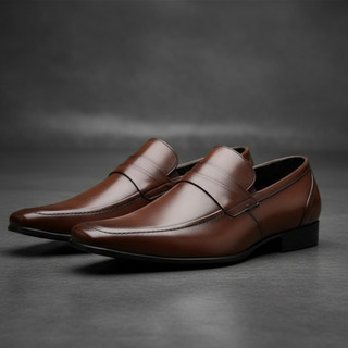 Sapato Social Masculino Clássico Bico Fino Em Couro Mocassim Formal Loafer Sola de Borracha Elegante