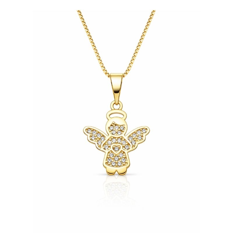Colar Anjinho Banhado a Ouro 18K com Corrente 45cm ou Pingente Avulso Presente Mãe Avó