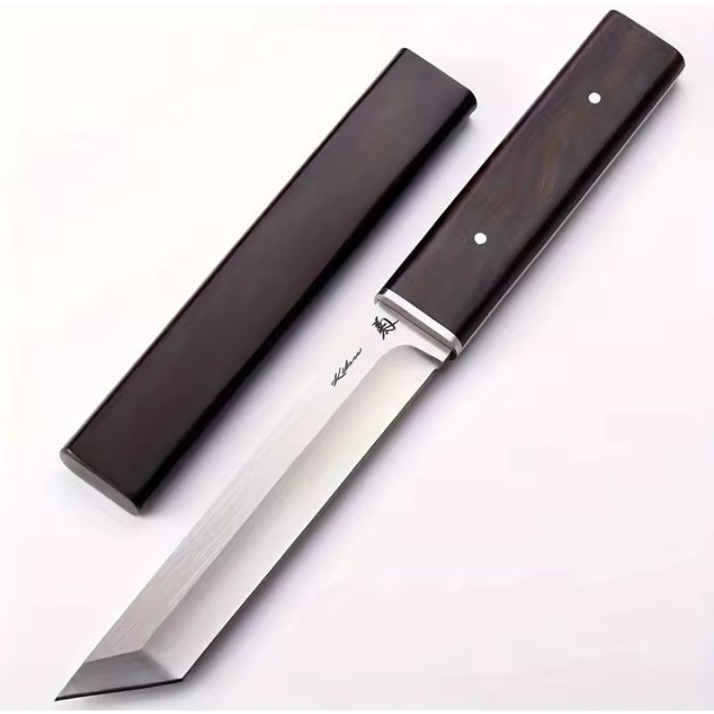 Faca Japonesa Tanto Aço D2 Full Tang Katana (Bainha Madeira Ébano Nobre)