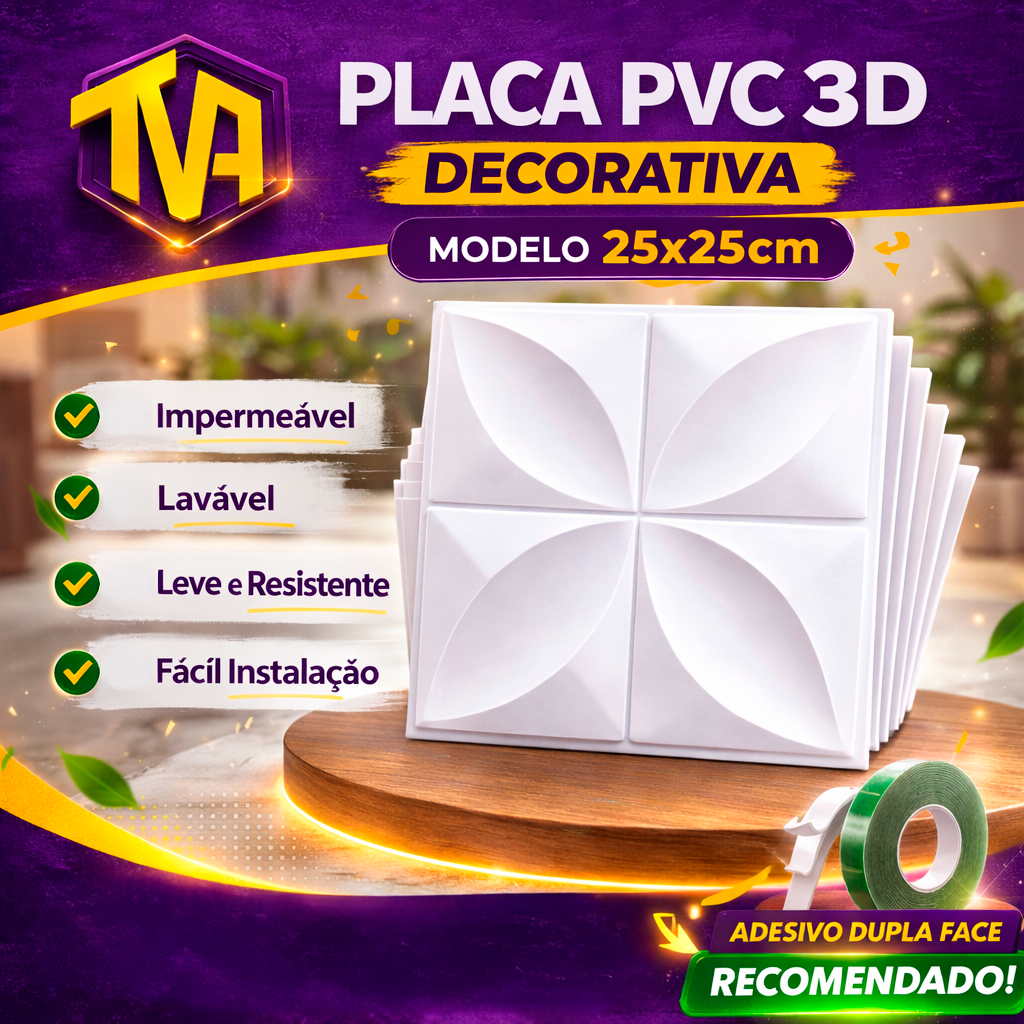 Kit 100 Placas PVC Revestimento 3D Decoracão Para Parede 25x25 cm em Oferta na Shopee