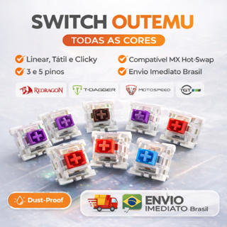 Switch Outemu Para Teclado Mecânico Diversas Cores Blue Red Brown Green Purple - Frete Grátis em Oferta na Shopee