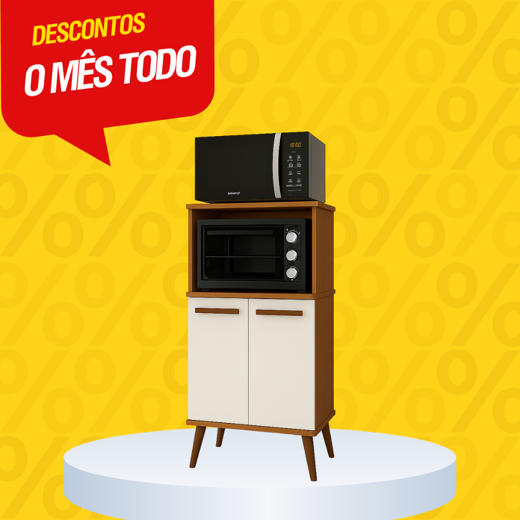Paneleiro Organizador de Cozinha para Microondas e Forno 2 Portas Lisboa em Oferta na Shopee