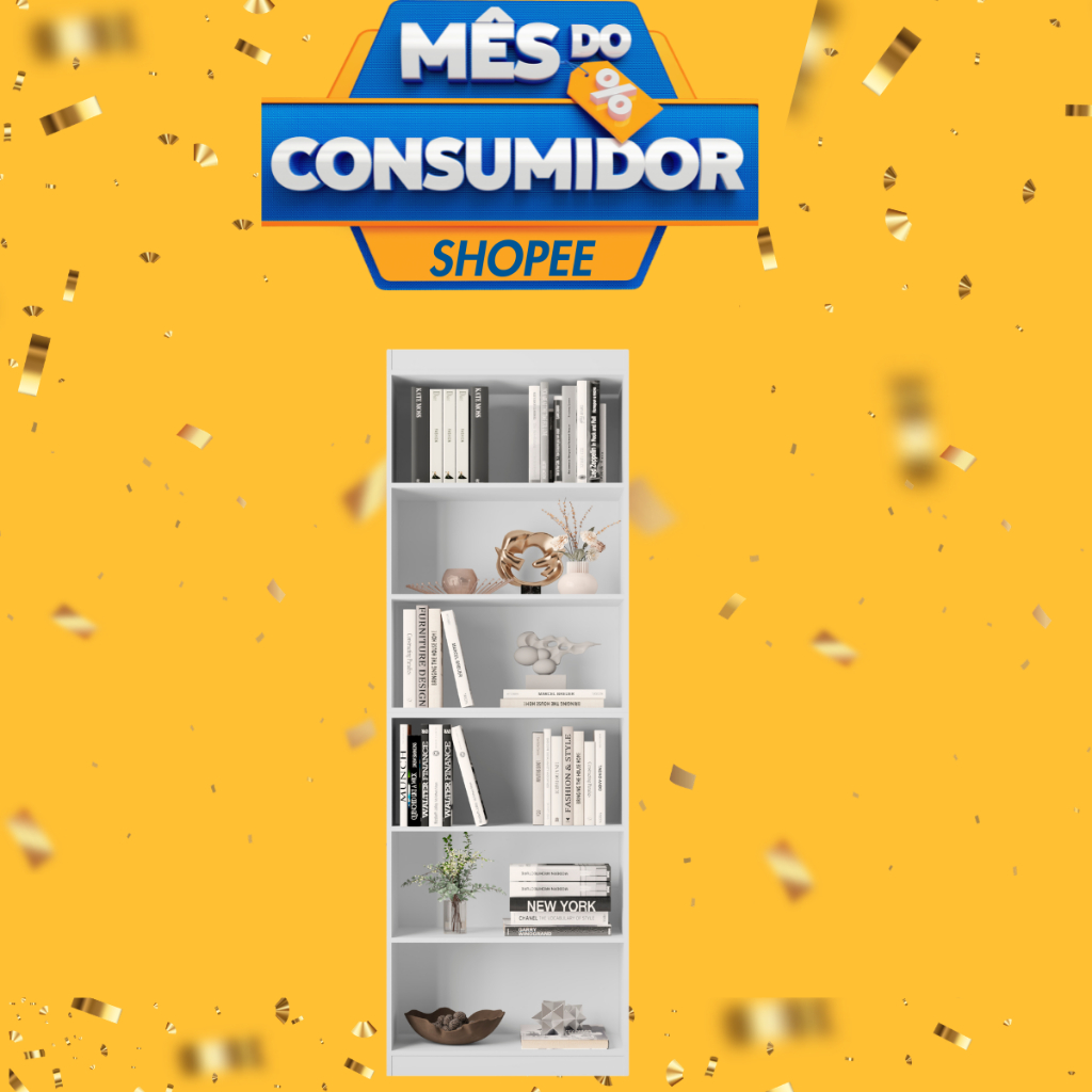 Estante Organizador Livreiro Prateleira Para Sala Quarto Escritório Gold 2 Módulos - Branco