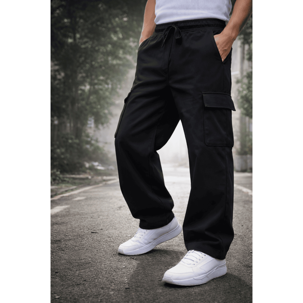 Calça Cargo Masculina/Feminina – Estilo Skate, 6 Bolsos, Cordão Ajustável