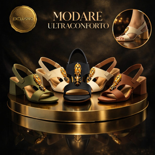 Sandália Pedraria de Salto Bloco Feminina Original Modare Ultraconforto em Oferta na Shopee