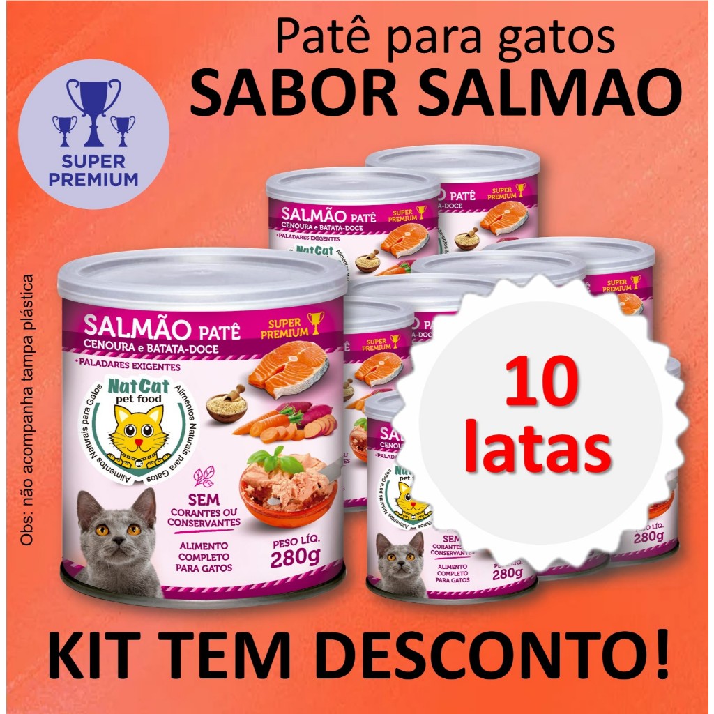 Kit Ração Úmida Patê Natural Gatos Maximo Sabor Salmão NatCat Pet Food Ração Molhada em Oferta na Shopee