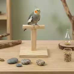 Poleiro de Mesa Profissional para Calopsita e Aves: Pesagem, Treino e Fotos