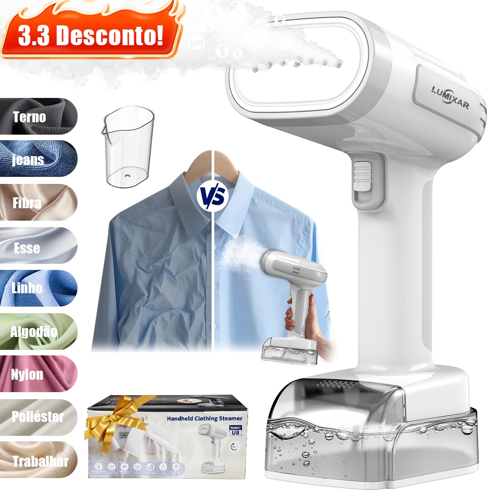 Vaporizador  Portátil  De Roupas 1800W, 350ml -Vapor Vertical e Horizontal, Passadeira a Vapor Portatil, 220V