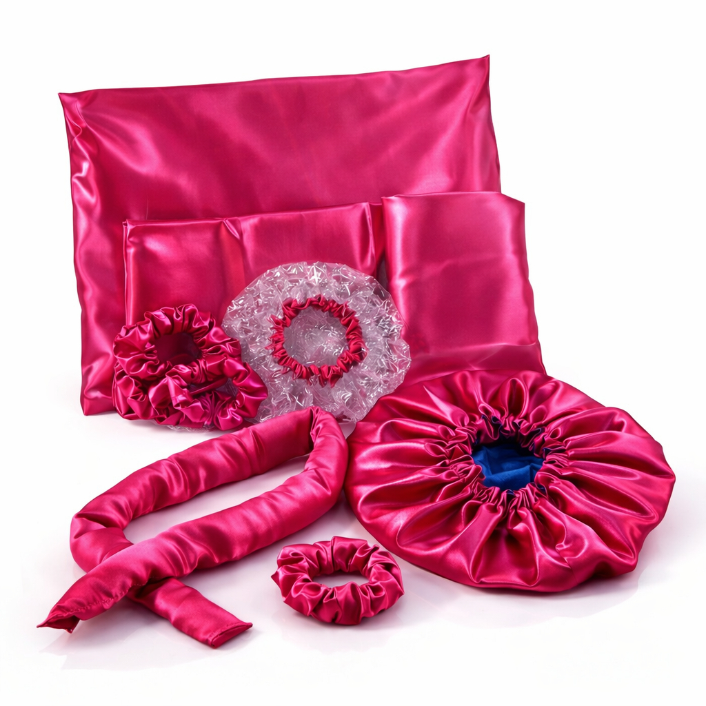 Kit 8 Itens Touca Cetim Ajustavél Anti-frizz Hidratação e Banho Xuxinha Fronhas Modelador de Cachos em Oferta na Shopee