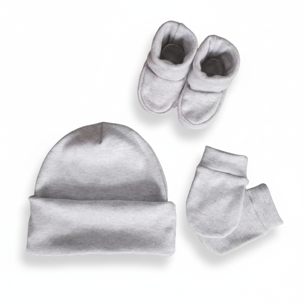 Kit 3 Peças Enxoval Bebê Recém Nascido Touca + Luvas + Pantufas Algodão Saída Maternidade em Oferta na Shopee