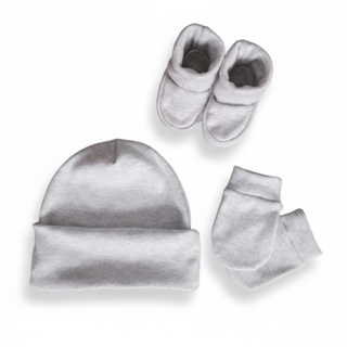 Kit 3 Peças Enxoval Bebê Recém Nascido Touca + Luvas + Pantufas Algodão Saída Maternidade em Oferta na Shopee