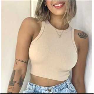 blusa regata croped candy colors tendência verão em Oferta na Shopee