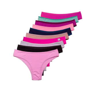 Kit 10/5 Calcinha 100% Algodão Feminina Conforto Lisa Antialérgica Lingerie Mulher Dia a Dia Cores Lisas Cintura Alta em Oferta na Shopee