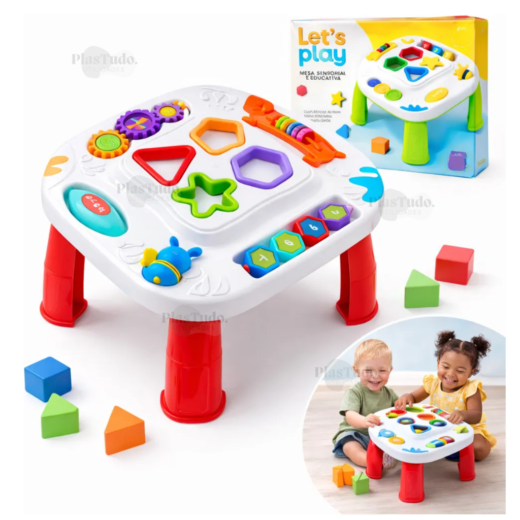 Mesinha Didática Infantil Educativa Sensorial Mesa Divertida Atividades Interativas Formas Encaixar