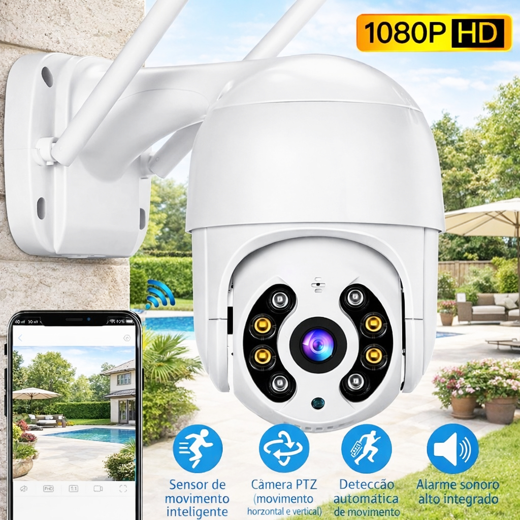 Câmera Segurança Wifi Smart ICSEE A8 Externa Hd Sensor De Movimento Ptz Speed Dome a Prova Agua Zoom em Oferta na Shopee