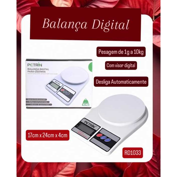 Balança Digital De Precisão Cozinha ate 10kg Nutrição E Dieta