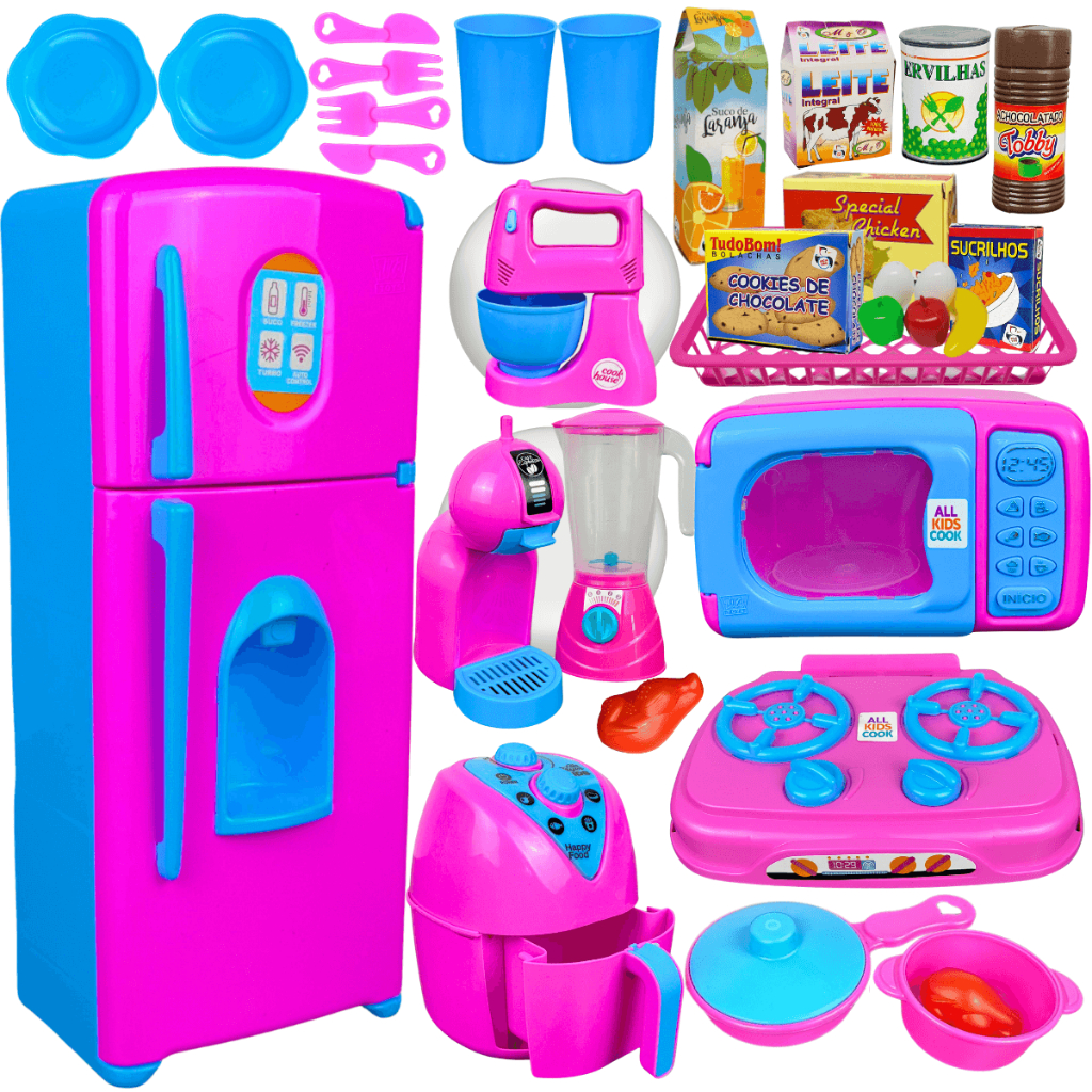 Kit Cozinha Brinquedo Infantil Completo Geladeira Fogão Comidinhas Eletrodomésticos