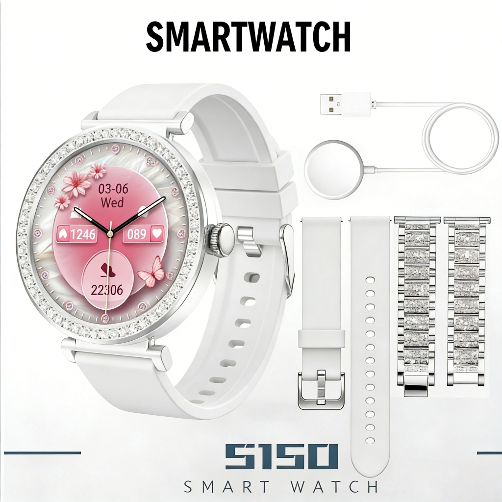 38MM Smartwatch S150 Feminino Relógio Inteligente Chamada NFC e monitor de frequência cardíaca. Tela AMOLED em Oferta na Shopee