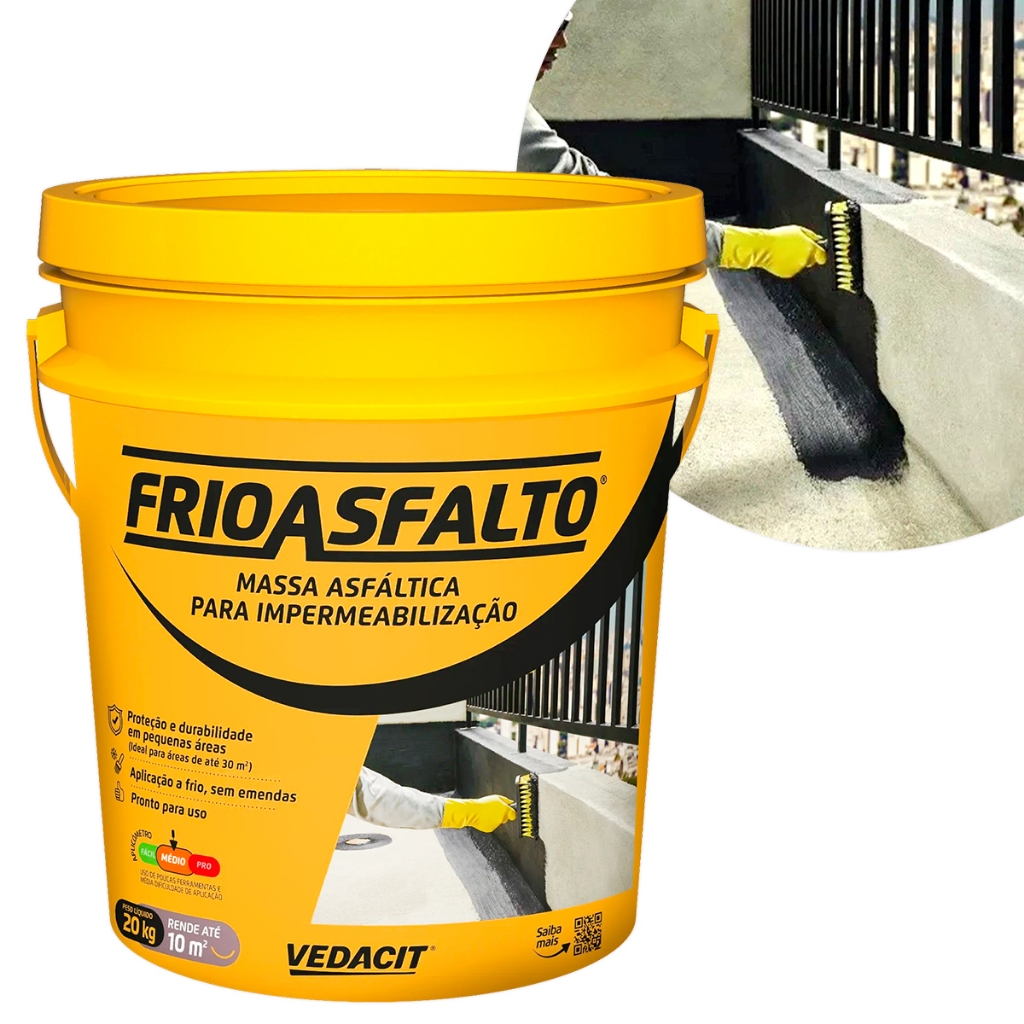Vedacit Frioasfalto 20 kg Massa Asfáltica a Frio p/ Lajes, Pisos e Áreas Fria