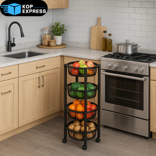 Fruteira 4 Andares com Rodinhas  Alta Capacidade e Resistência Ideal / Frutas, Legumes e Organização em Oferta na Shopee