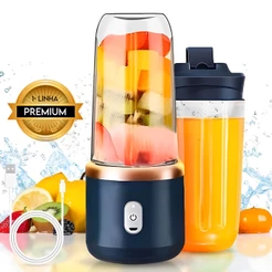 Espremedor Elétrico 2 Copos 400ML 6 Lâminas Portátil Recarregável PREMIUM