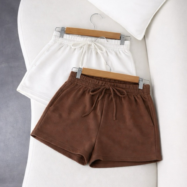 Kit 2 Shorts de Moletinho Feminino com Elástico e Cordão