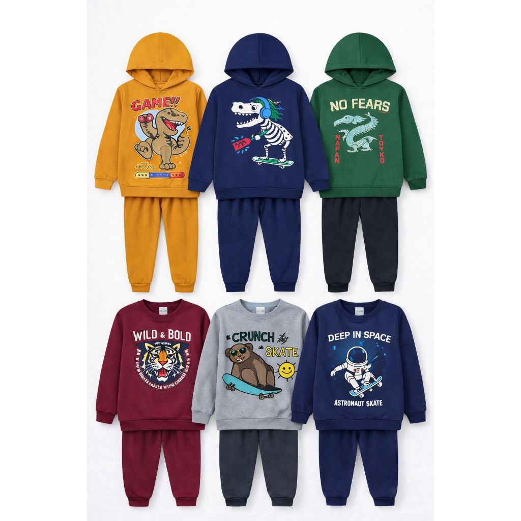 Kits Conjunto Moletom Menino Roupa Infantil Inverno Frio Calça + Blusa Tamanho 01 ao 08