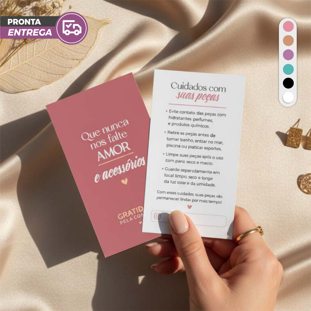 Cartão de Cuidados para Semi joias Acessórios Bijuterias 5x9cm 25 200 UNIDADES em Oferta na Shopee