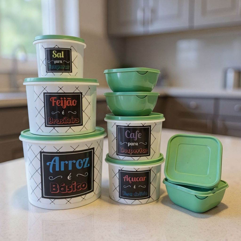 Conjunto 9 Potes Herméticos LINHA ECONÔMICA – 5 para Mantimentos + 4 Quadrados de 500ml

 em Oferta na Shopee