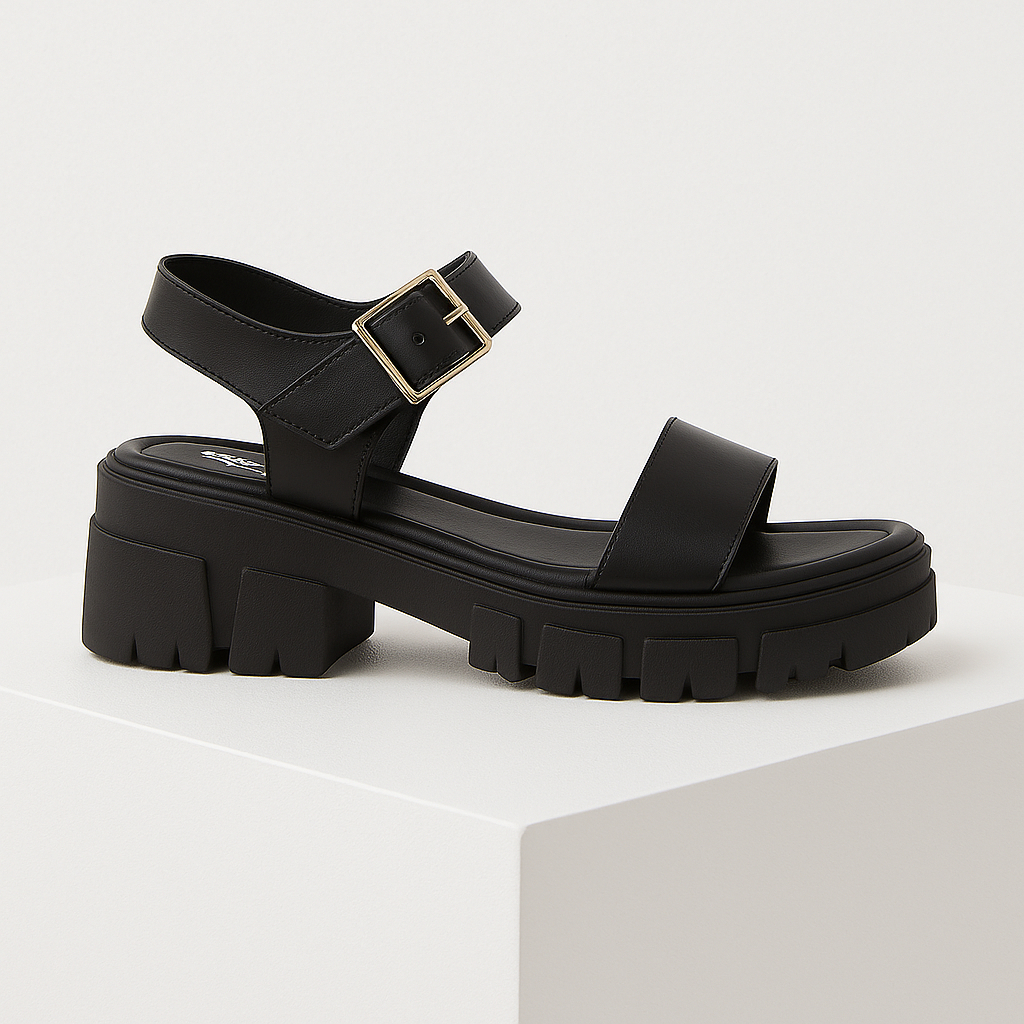 Sandália Feminina Plataforma Sola Macia Tratorada Salto Baixo Flatform Blogueira Influencer Leve