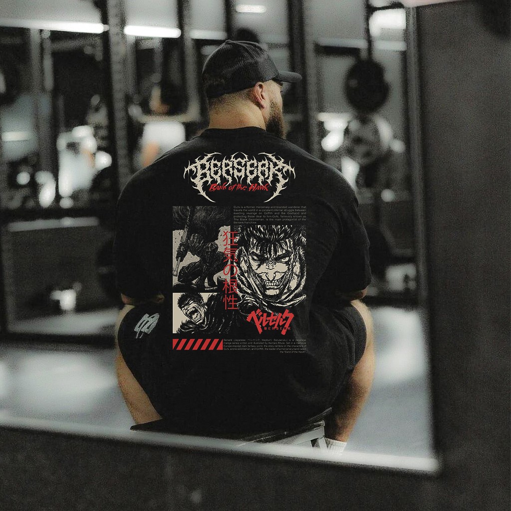 Camiseta Oversized Plus Size Personalizada Estampada Berserk Streetwear Moda Urbana 100% Algodao Larga Gola Redonda
