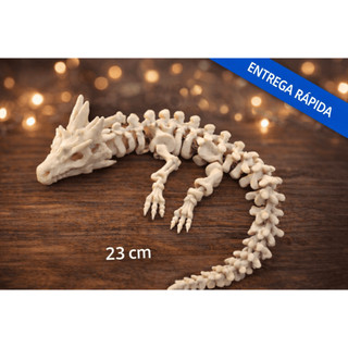 Esqueleto Dragão Articulado 23CM Impressão 3D flexível Decoração Colecionável Gabinete Gamer Aquário