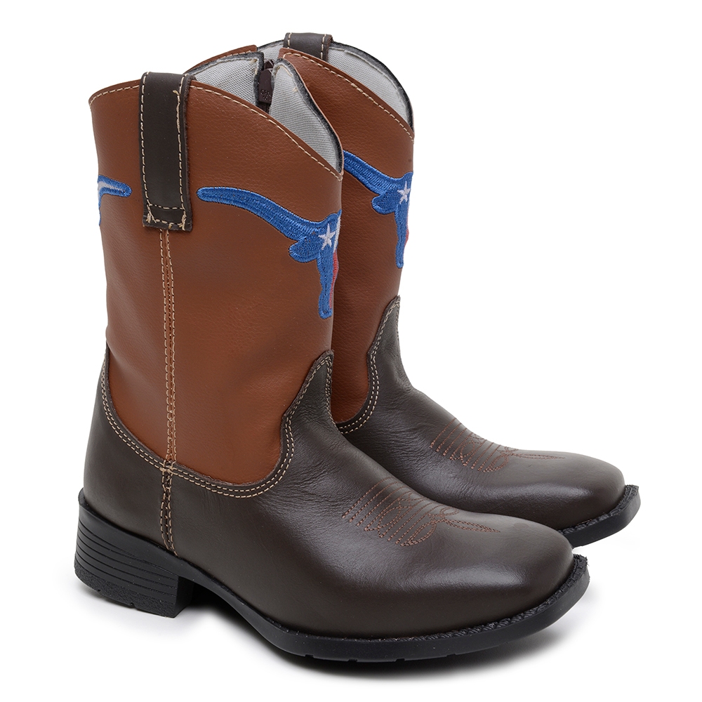 Bota Infantil Country Texana Unissex Couro