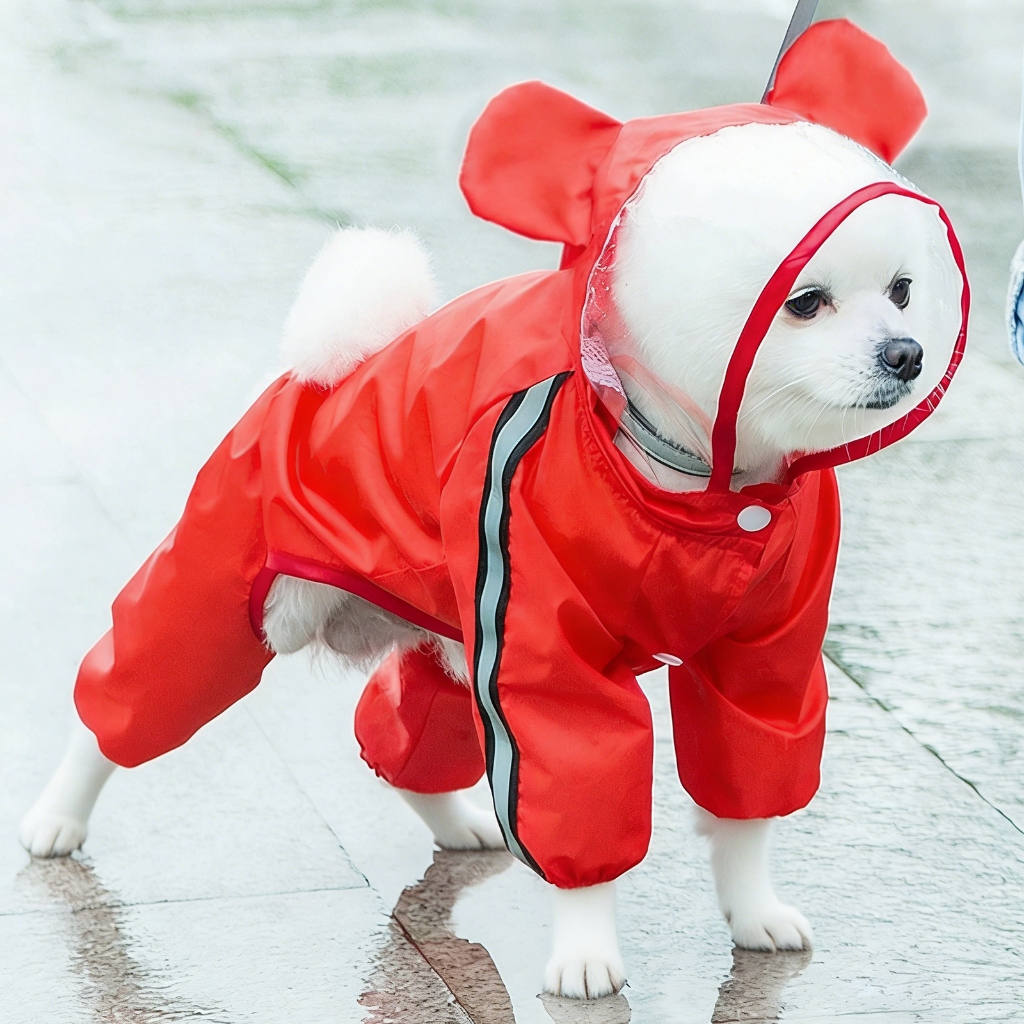 Casaco de chuva de cão:capa impermeável para as quatro patas,adequada para raças pequenas a médias