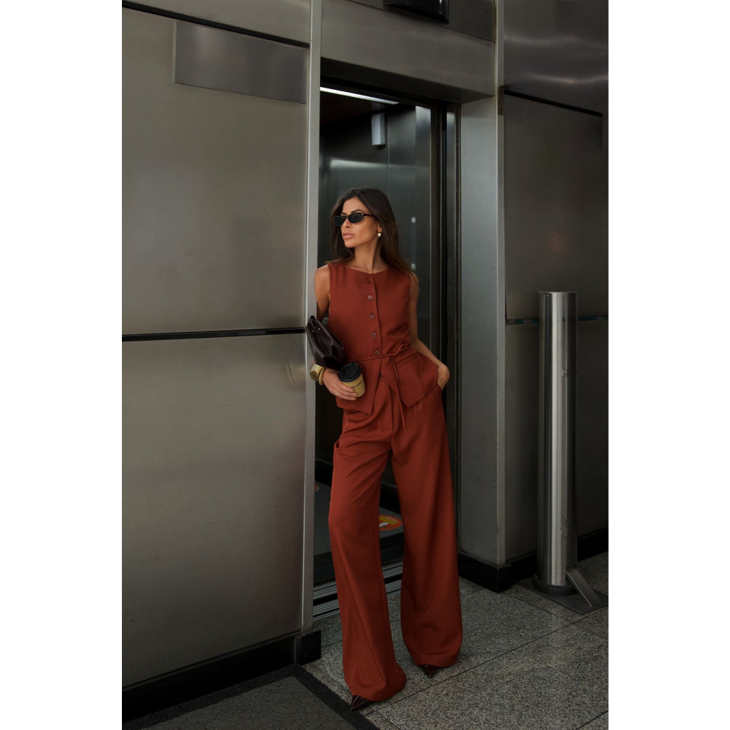 Conjunto Alfaiataria Tereza Colete e Calça Slim e Plus Social Elegante Casual Chique em Oferta na Shopee