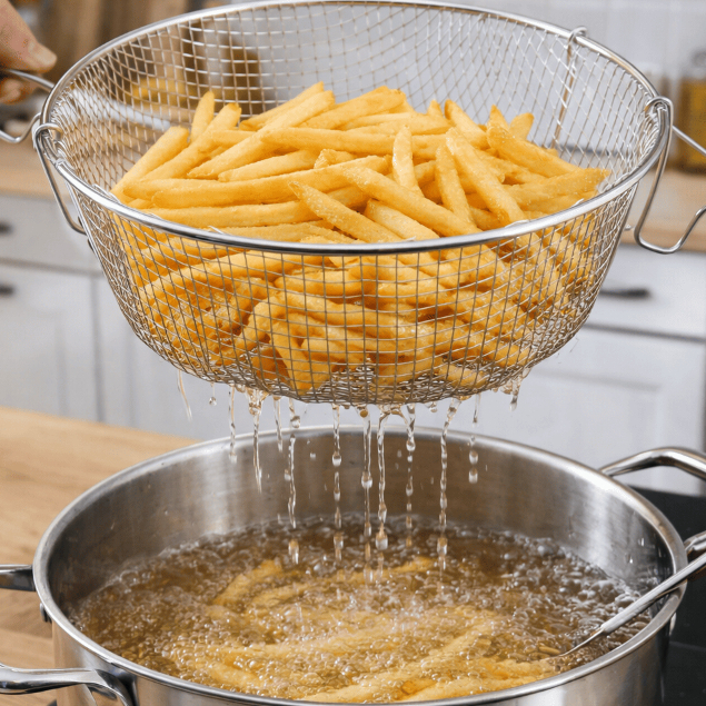 Cesto Para Fritura 22cm Ou 26cm Reforçado Com Pegador Inox Fritadeira Pronta Entrega