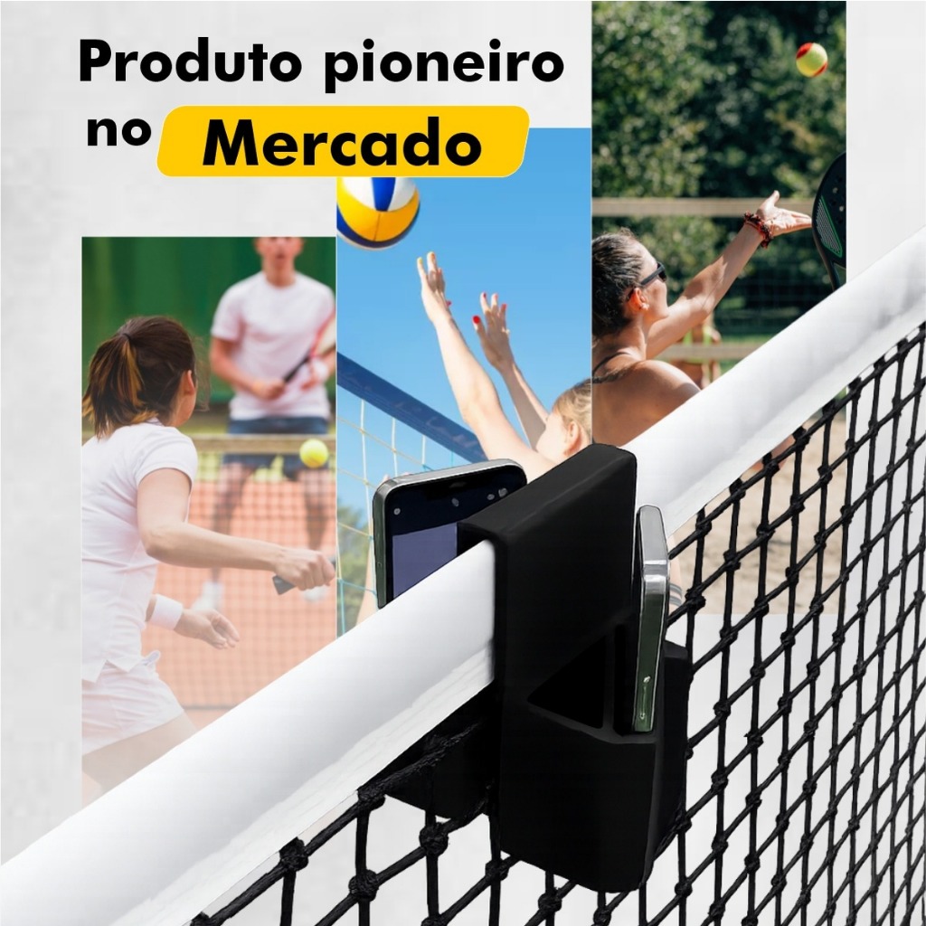 Suporte Duplo para Celular na Rede de Quadra | Beach Tennis, Futevôlei, Tênis e Vôlei