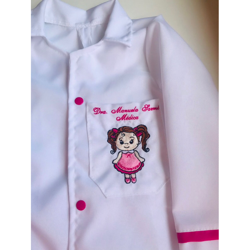 Jaleco Bordado Menininha Infantil